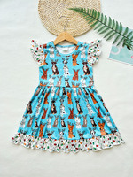 Robes d'été pour bébés filles, style boutique, à manches classiques, en soie de lait, à motifs, prêtes à l'emploi, sans droits de douane, à prix bas, vente en gros