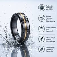 Bague de mariage intelligente NFC NTAG216 en tungstène céramique, ligne jaune européenne 7,1 mm, unisexe, vente en gros, Lumon SMR1118, gravure gratuite, US 6-13