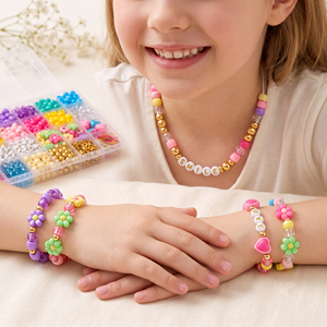 Kit de Cuentas Pony DIY, 24 Compartimentos, Cuentas de Arcoíris con <span class=keywords><strong>Letras</strong></span> Doradas del Alfabeto, Cuentas 3D de Corazón y Flor para Hacer Pulseras y Joyería - Product Image 5