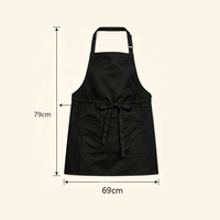 Celemek Bib Polyester Logo Kustom Tali Leher Dapat Disesuaikan 3 Kantong Unisex Barista Restoran Pelayan Kafe