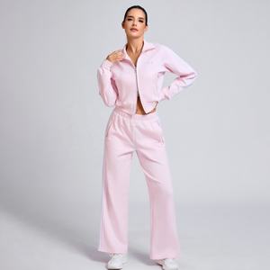 Set tuta da donna EATION 2 pezzi abbigliamento sportivo con doppia Zip su giacca pantaloni Athleisure allenamento oro cerniera abbigliamento sportivo Top da ginnastica - Product Image 2