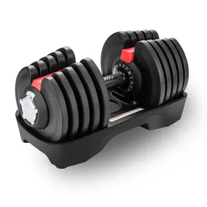 One-Second Fast Adjust Oem Customized Logo Black Red New 40Kg Adjustable Dumbbell 2Kg Increments