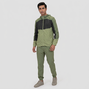 Veste coupe-vent personnalisée pour homme, col montant, à capuche, pour sports de plein air, automne, jogging, fermeture éclair, épaisseur standard - Product Image 1