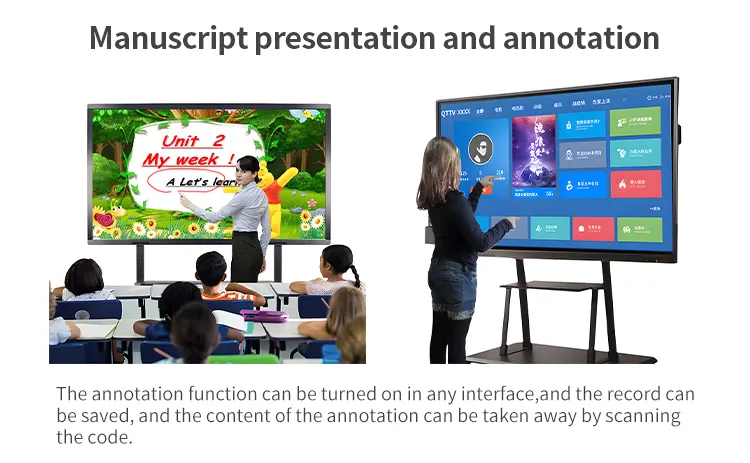 Pizarra inteligente Panel interactivo de 65 pulgadas Tableros interactivos táctiles inteligentes de 20 puntos