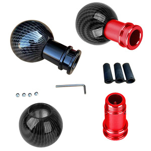 Carbon Fiber Gear <b>Shift</b> <b>Knob</b> Universal Aluminum Alloy Ergonomic Round Lever Black Red Base Tw3.0 - Product Image 2