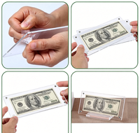 Cadre d'affichage pour billets de banque en acrylique, support magnétique transparent avec socle pour la collection de devises, de billets de banque et d'objets de collection