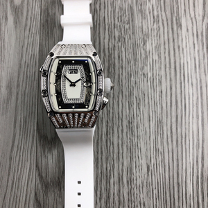 Reloj de lujo para mujer, reloj de pulsera mecánico con diamantes, caja de acero inoxidable, fecha <span class=keywords><strong>grande</strong></span>, correa blanca superluminosa, reloj con diamantes - Product Image 1