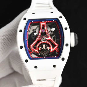 นาฬิกาข้อมือผู้ชายรุ่นลิมิเต็ดอิดิชั่นล่าสุด RM52-03 Tourbillon – หน้าปัดลายหอไอเฟล สายยาง - Product Image 2