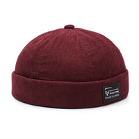 Mode crâne casquette personnalité velours côtelé dôme propriétaire Hip Hop rétro roulé manchette sans bord hommes bonnet chapeaux