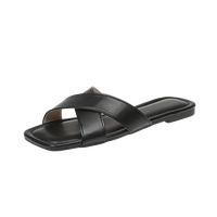 Sandales plates à brides croisées pour femmes, bout carré, en similicuir multicolore, antidérapantes, décontractées, pour la plage et les vacances, vente en gros personnalisée