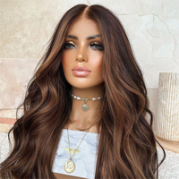 Cheveux européens vierges à cuticules alignés Perruque juive à dentelle brune avec caramel Fabricant Luxe HD Perruque frontale pour femmes Perte de cheveux