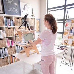 Wooden Adjustable Height Laptop <b>Stand</b> 390x420x730mm With <b>Tablet</b> Holder <b>For</b> Study Desk Use - Product Image 4