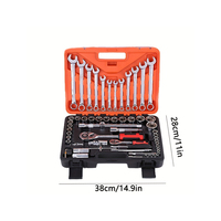 Kit d'outils de réparation automobile 61 pièces avec douilles, clés à douilles et clés à molette, et boîte à outils en plastique