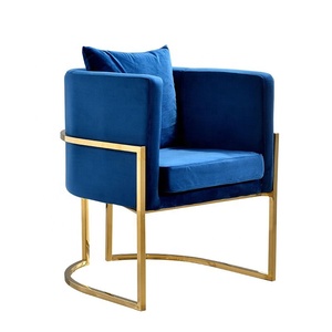Cadre En Acier Inoxydable or Antique Français L'aviation Nordique Moderne Rose Velours Accent Chaise Pour Salon - Product Image 4