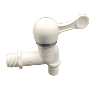 Classic White Single Hole Bathroom Sink Plastic Faucet <b>Wall</b> Mounted Bibcock Taps with Nozzle - Product Image 6
