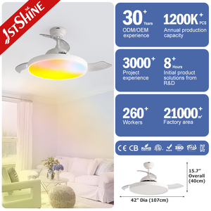 1stshine LED quạt trần đa-màu LED chiếu sáng ứng dụng thông minh conrtol 42 inch có thể thu vào quạt trần - Product Image 3