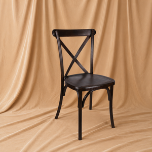 Silla de Comedor Moderna de Resina Marrón Oscura, Resistente y Fuerte, con Respaldo Cruzado Ajustable, para Uso en Hoteles, Exteriores y Apartamentos - Product Image 1