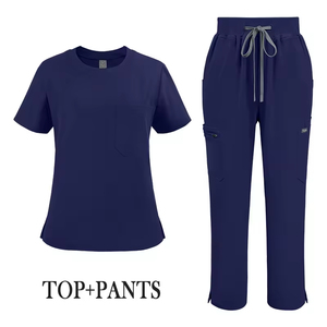 Conjunto <span class=keywords><strong>de</strong></span> Uniforme Médico <span class=keywords><strong>de</strong></span> 2 Piezas con Pantalones Jogger y Bolsillo Cargo, Estilo Casual para Hospital Veterinario, Uniformes <span class=keywords><strong>de</strong></span> Enfermería para Mujer - Product Image 3