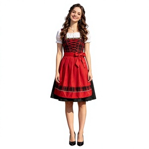 Women's Oktoberfest <strong>Halloween</strong> <strong>Sweetie</strong> Plaid Dirndl Dress Apron Traditional Bavarian Cosplay Costume Beer Bar Waitress Maid TV - Product Image 5
