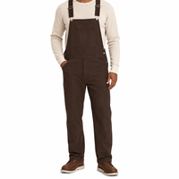 Salopette de travail pour hommes en coton antibactérien à jambe droite avec bretelles réglables, bas de tenue uniforme personnalisé pour le personnel, avec logo par transfert thermique