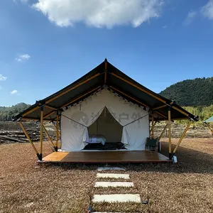 Outdoor Luxe Hotel Kleine Safari Lodge Canvas Waterdicht Resort Glamping Tenten Met Badkamer