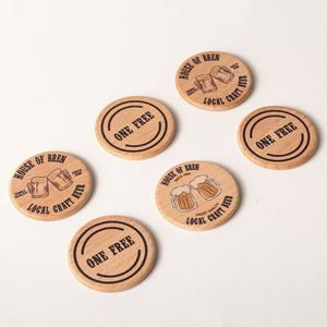 图案徽标定制木制饮料代币 圆形印刷木制代币硬币 适用于咖啡店酒吧餐厅 - Product Image 3