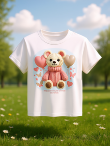 T-shirt da donna con stampa orsetto, manica corta, girocollo, in morbido cotone, casual, per tutte le stagioni, in tessuto jersey - Product Image 2