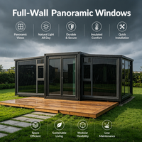 Maison conteneur panoramique en verre, double vitrage, mur en verre du sol au plafond, maison préfabriquée de 20 pieds pour villa, complexe hôtelier, jardin, salle de sport