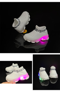 Kaymaz nefes pamuk örgü Led ışık çocuk ayakkabı kauçuk tabanlar nefes örgü yüzey çocuklar için Sneakers ayakkabı - Product Image 6