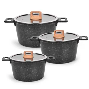 Cooklover kualitas tinggi harga pabrik granit pelapis cor aluminium memasak panci Casserole Set