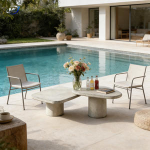 Mesa de Centro Rectangular Moderna de Hormigón Gris GRC para Sala de Estar, Diseño Duradero - Product Image 5