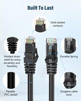 Câble Ethernet Cat 6 16 pieds Haute Vitesse 10 Gbps UTP 24AWG Flexible RJ45 pour Ordinateur Routeur Modem PS4/5 Xbox Gaming Noir