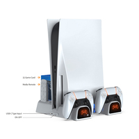 Base de charge multifonctionnelle avec refroidissement et lumière bleue, base de charge pour manette de jeu, support de stockage de disques pour PS5 Slim