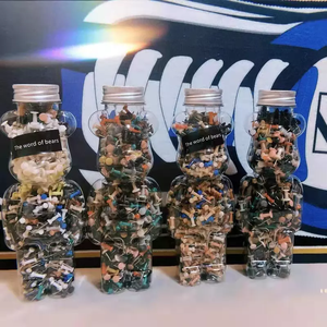 Bouteilles en plastique Teddy Bearbrick de 350 ml, 500 ml, 700 ml, pots à oursons en gélatine pour bonbons, chocolat, emballage avec couvercles pour le stockage des aliments - Product Image 5