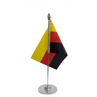 Ensemble de drapeaux de table triangulaires personnalisés, drapeaux imprimés par sublimation, support de drapeau en acier inoxydable pour bureau et conférence