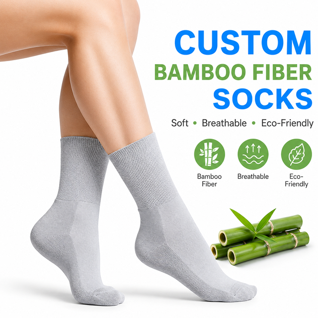 Custom Breathable Moisture Wicking Eco-Friendly Anti-Odor Bamboo Fiber Crew Socks for Daily Sports Wear