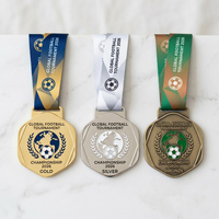 Toptan Toplu Tedarik Döküm Altıgen Yumuşak Mineli Altın Gümüş Bronz Kaplama Futbol Ödül Madalyası Futbol Maçı İçin