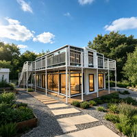 Bâtiment de bureau conteneurisé pliable et extensible en acier, isolé et étanche, de 20, 30 ou 40 pieds, à deux étages