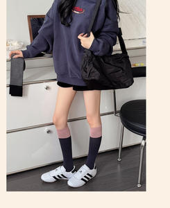 Chaussettes au-dessus du genou à tube long noir et gris de style printemps et automne pour femmes, chaussettes de mollet - Product Image 6