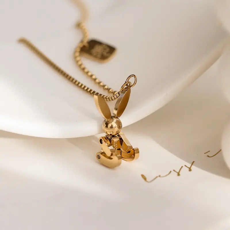סיסליה אופנה תכשיטים חדשים ללא הכתמה נירוסטה זהב ארנב שרשרת תליון לנשים