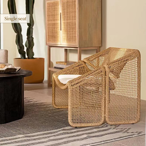 Set di Divani <span class=keywords><strong>da</strong></span> Esterno in Rattan PE Artigianale di Lusso Moderno con Struttura in Alluminio e Cuscini per Patio, <span class=keywords><strong>Giardino</strong></span> e Balcone - Product Image 3