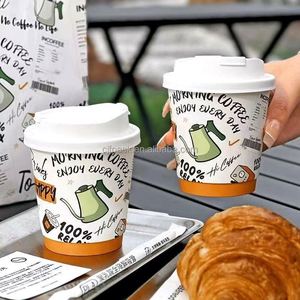 <b>Double</b> <b>Wall</b> Biodegradable 22 oz Craft Paper Hot <b>Coffee</b> <b>Cup</b> with Custom Logo and Holder for Wine & Carbonated Drinks - Product Image 4