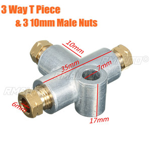 Nouveau raccord en T argenté à 3 voies pour conduite de frein avec 3 écrous mâles M10, en cuivre métrique court 3/16 10mm, pièces de rechange pour distributeur - Product Image 1