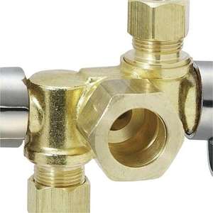 <span class=keywords><strong>Robinet</strong></span> d'arrêt d'angle à compression à double sortie 1/4 de tour sans plomb <span class=keywords><strong>avec</strong></span> deux poignées d'arrêt pour l'alimentation en eau - Product Image 2