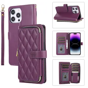 Estuche de tarjeta con cremallera de moda de lujo para iPhone 14Pro Max Estuche de tarjeta de inserción para 15 14 pro Celebrity Tide Women Phone Case