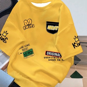 Camiseta de Manga Corta para Hombre, Casual, 100% Algodón, Tejido de Punto, Estilo Vintage Hell Star 1.1, Estampada, Corte Holgado, 260 Gramos - Product Image 3