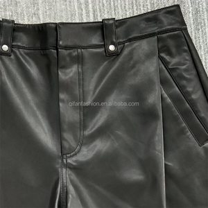 <span class=keywords><strong>Pantaloncini</strong></span> in Pelle Sintetica PU Personalizzati, <span class=keywords><strong>Neri</strong></span>, Larghi, Casual, Stile Chino per Uomo - Product Image 3