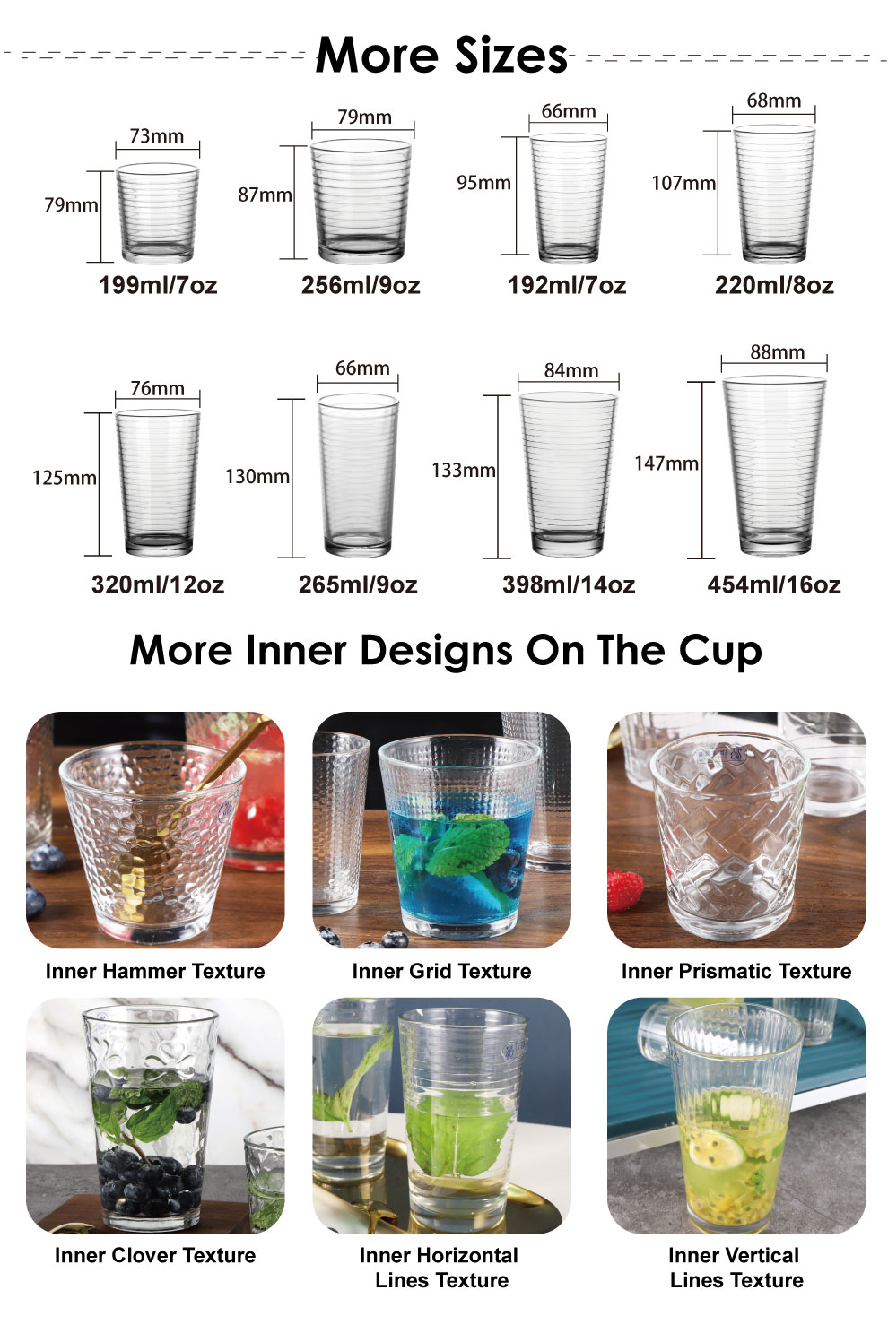 high quality popular classic designs water glass tumbler  8oz hot sale wave curve inside home restaurant glass cup for home used