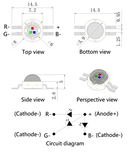 Ccustom 4pins công suất cao <span class=keywords><strong>3</strong></span> Wát <span class=keywords><strong>RGB</strong></span> Red Green Blue <span class=keywords><strong>LED</strong></span> chip 3in1 <span class=keywords><strong>RGB</strong></span> <span class=keywords><strong>LED</strong></span> <span class=keywords><strong>Diode</strong></span> Sản xuất tại Trung Quốc - Product Image 2