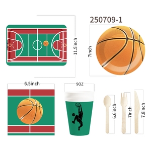 DAMAI - Juego de Platos de Papel para Decoración de Fiestas de Baloncesto, Incluye Platos, Vasos y Servilletas de Papel para Fiestas Deportivas de Niños - Product Image 6